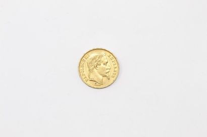 Gold coin of 20 francs Napoleon III head...