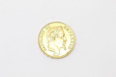Gold coin of 100 Francs Napoleon III - laurelled...