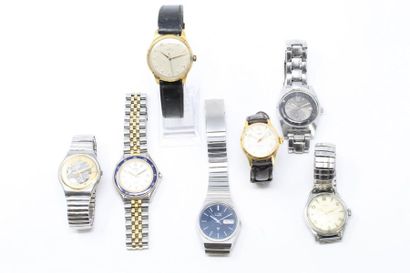 null Lot de sept montres bracelet d'homme comprenant une Aquastar, une Lip, deux...