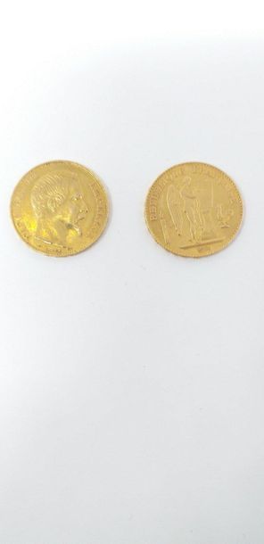 Set of 2 gold coins including : 

- 20 francs...
