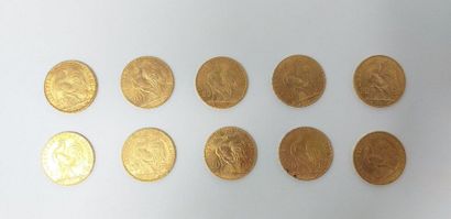 null Lot of 10 gold coins of 20 francs Rooster. 

TB to SUP. 

Weight : 64.5 g. 