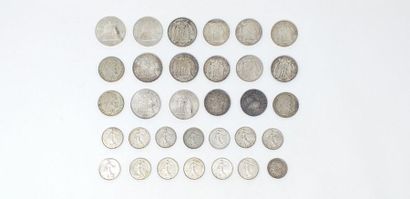 Set of silver coins: 

- 50 Francs Hercules,...