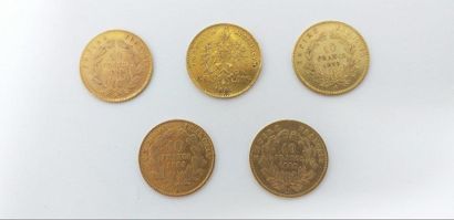 Lot of 5 gold coins including : 

- 2 x 10...