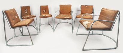 GUILLEMARD Marcel & PRIMAVERA (édité par) Suite de quatre chaises et quatre fauteuils...