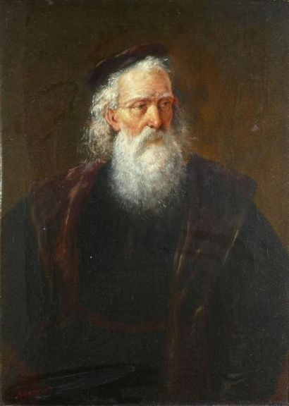 GERASCH August, 1822-1908 Vieux gentilhomme, huile sur toile, signée en bas à gauche,...