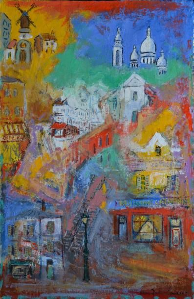 LAURENT Bruno Émile Montmartre féerie, 2008, peinture sur papier marouflé sur toile,...