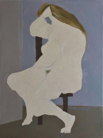 NICOÏDSKI Robert Louis, né en 1931 Modèle assis de profil, huile sur toile, signée...