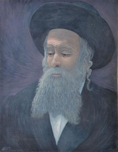ROM Rémy MONNERET dit, 1960-2004 Rabbin, peinture sur toile, signée en bas à gauche,...