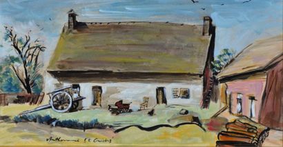 BERTHOMMÉ-SAINT-ANDRÉ Louis, 1905-1977 La ferme, peinture sur papier marouflé sur...