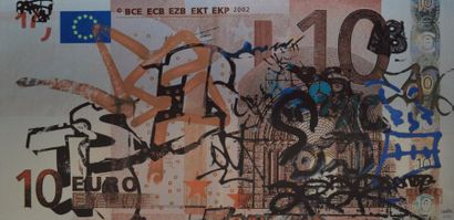 CASTOR Christian, né en 1953 10 euro Tag sur billet, sérigraphie en couleurs sur...