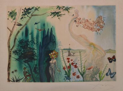 DALI Salvador, 1904-1989 Composition au muguet, lithographie en couleurs sur Arches...