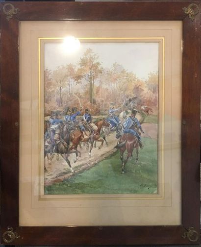 null DOLDIER H. (XIX-XX) 

Grenadiers à cheval,

Aquarelle signée en bas à droite...