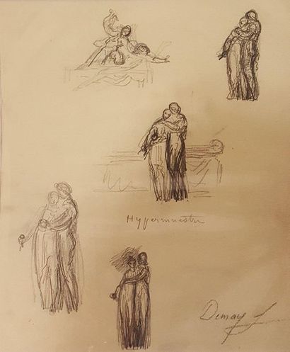 null Lot de 5 dessins:



DEMAY Germain ( 1819-1886)

Planche de couples

crayon...