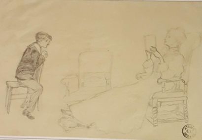 null lot de 5 dessins:



THIVIER Emile 1858-1922

Femme lisant,

crayon sur papier,...