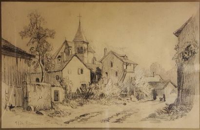 null SORLAIN Jean (1859-1942) [Paul Denarié says]

village street with bell tower,...