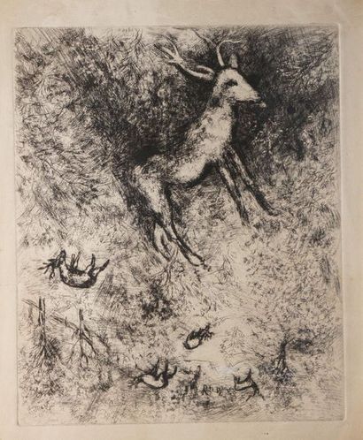 null CHAGALL Marc, 1887-1985

Le cerf malade

eau-forte en noir (insolation, petite...