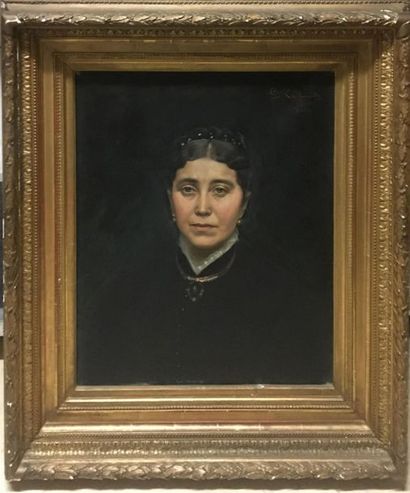 null KRABANSKY Gustave, né en 1852,

Portrait de femme, 1884,

huile sur toile (usures...