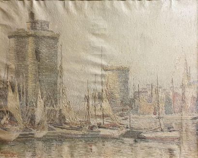 null LAVAL Fernand, 1886-1966,

Les tours du port de La Rochelle,

huile sur toile...