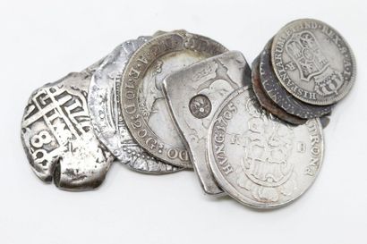 Set of silver coins and coin scraps including...