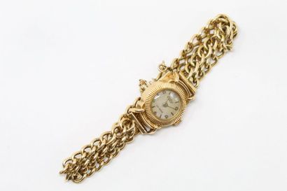 KODY KODY

Montre bracelet de dame en or jaune 18k (750), cadran à fond crème guilloché,...