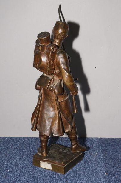 null MARIOTON Eugene, 1854-1933,

Soldier with a bayonet,

Bronze with a light brown...