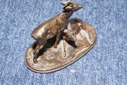 null MÈNE Pierre-Jules, 1810-1879,

Groupe de chevreuils n°2,

groupe en bronze à...