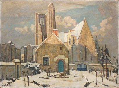 null RENÉ-JUST René Juste dit, 1868-1954,

La basilique Saint Mathurin de Larchant,

huile...