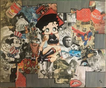 null ROSIER Patricia, 20th century,

Betty Boop,

mixed technique, collage and painting...