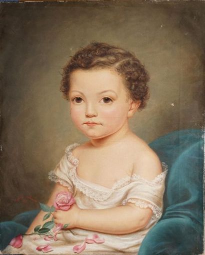 null SALANSON Eugénie, 1836-1912,

Enfant à la rose, 1885,

huile sur toile (petits...