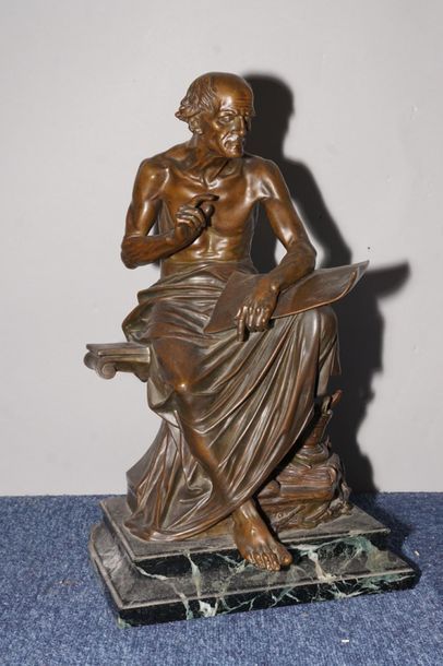 null DROUOT Édouard, 1859-1945,

Philisophe antique,

bronze à patine médaille sur...