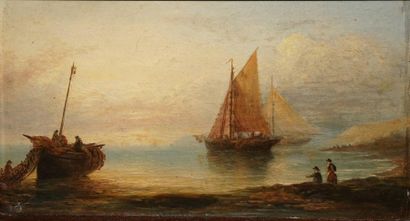 null ÉCOLE, seconde moitié du XIXe siècle,

Le naufrage - Voilier près d'une côte,

paire...