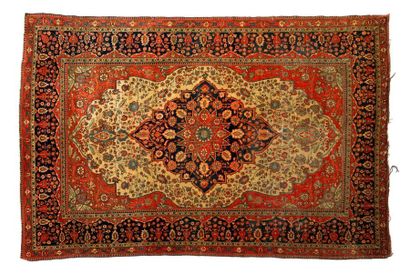 null Rare et fin tapis Kachan (PERSE), fin du XIXe siècle, tissé dans les ateliers...