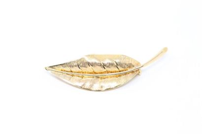 null 18k (750) yellow gold feather brooch. 

Weight: 4.47 g. 