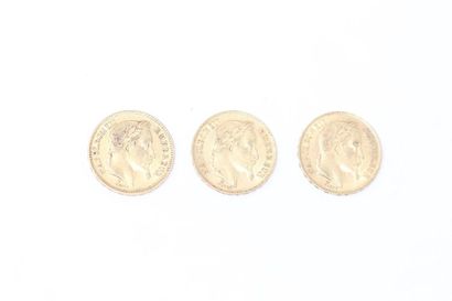 null Lot consisting of 3 gold coins of 20 Francs Napoleon III Tête Laurée (BB 1862;...