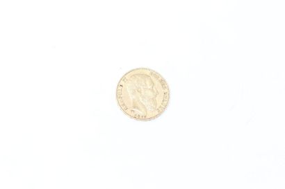 null Gold coin 20 francs Leopold II bare head 1877.

Weight : 6.45 g.