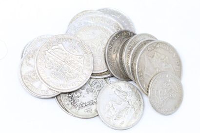 null Lot de pièces en argent comprenant : 

- 1 franc - Léopold II - 50e anniversaire...