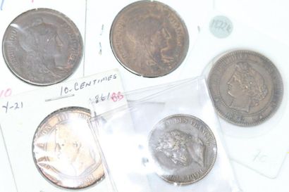 null Lot de pièces de monnaie en bronze comprenant : 

- 5 centimes - Louis-Philippe...