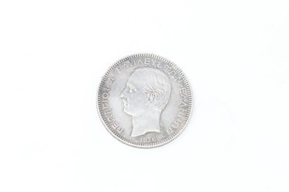 null Pièce en argent de 5 drachmes - George I (1876). 

Poids : 24.83 g. 