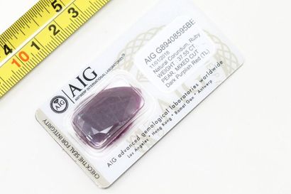 null Pear ruby on paper. 

Weight of the stone: 37.55 carat

AIG certificate of January...