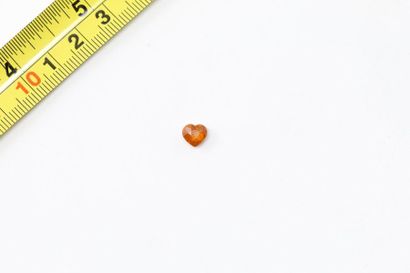 null Garnet orange heart. 

Weight: 1.90 ct. 

A metal frame is attached to it. 