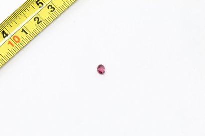 null Round garnet. 

Probably Madagascar. 

Weight: approx. 1 ct. 

A metal frame...