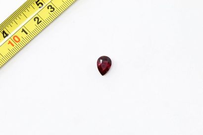 null Pear garnet. 

Probably Madagascar.

Weight: approx. 3.60 cts.

A metal frame...