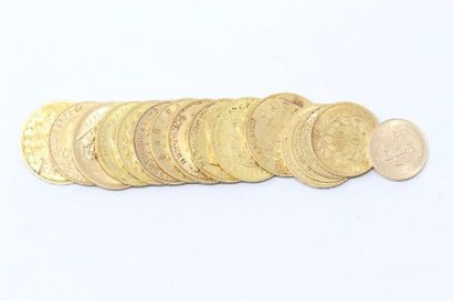 null Lot of gold coins comprising : 

- 20 francs Louis-Philippe (1840 A)

- 20 francs...
