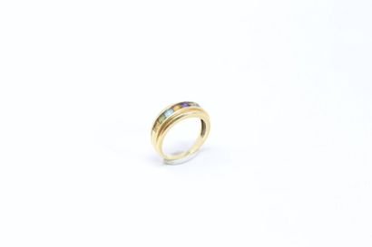 null 18k (750) yellow gold ring with calibrated stones (amethyst, citrine, peridot,...