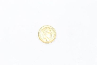 null Napoleon III yellow gold 20 franc coin, laurelled head (1862 A)

Weight: 6.45...