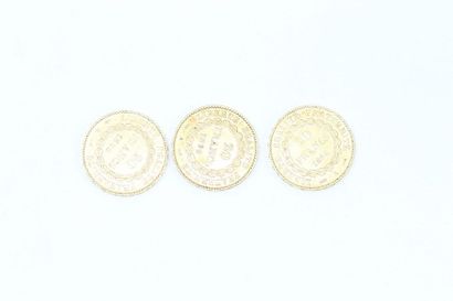 null Three 20 franc coins Génie 1896 A (Paris)