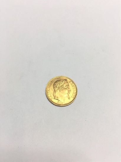 null Pièce en or de 20 francs Napolèon III tête laurée (1864 A)
Poids : 6.45 g. 