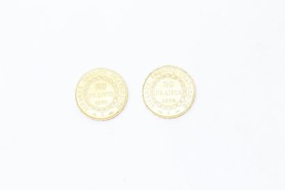 null Deux pièces de 20 francs en or " Génie " 1890 A - 1896 A



Poids : 12.90 g...