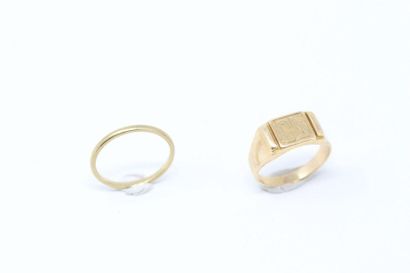 null Lady's "CL" wedding band and signet ring in 18k (750) yellow gold.

Finger turns:...