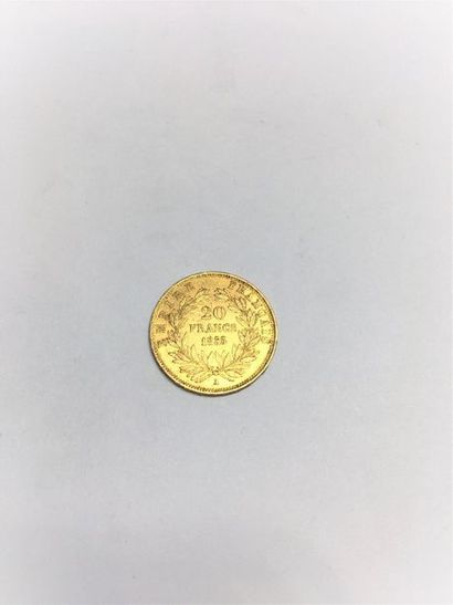 null Pièce en or de 20 francs Napolèon III tête nue (1855 A)
Poids : 6.45 g. 